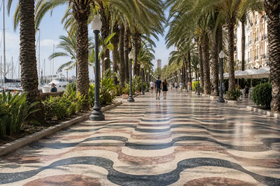 Palmen langs de Explanada in Alicante