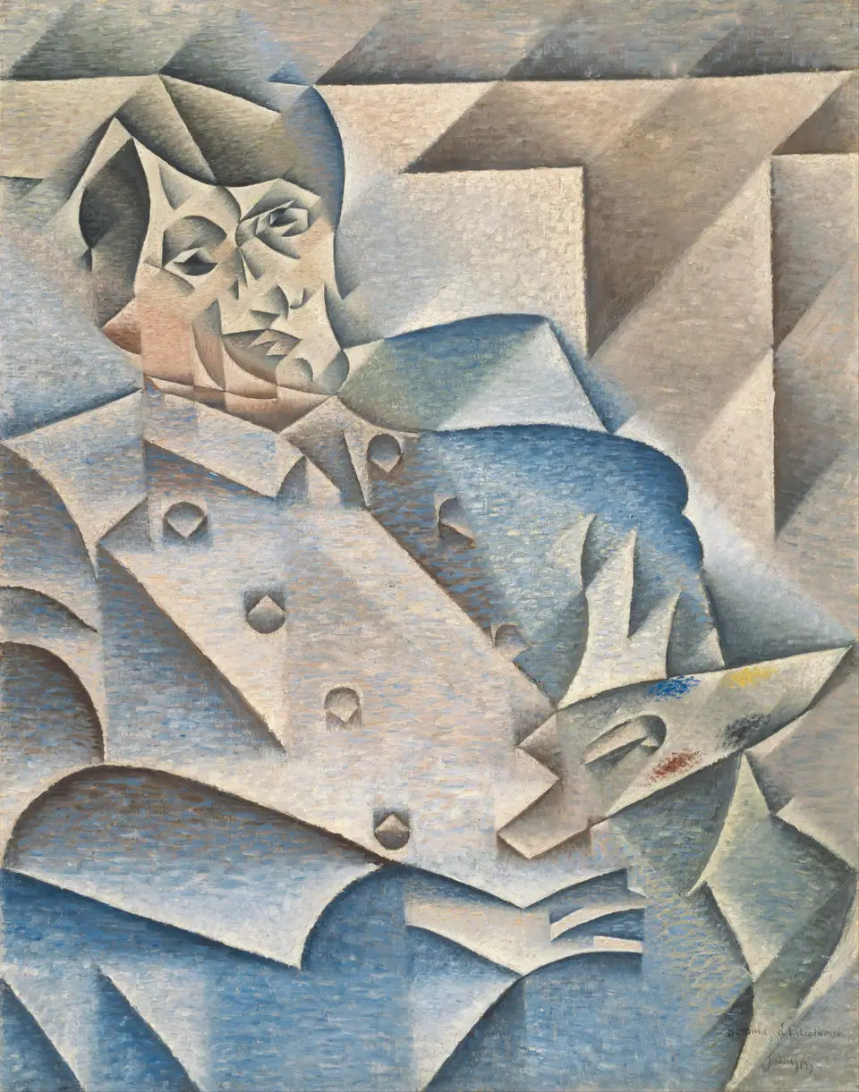 Portret van Pablo Picasso door Juan Gris, januari–februari 1912. Reproductie van het schilderij uit het Art Institute of Chicago.